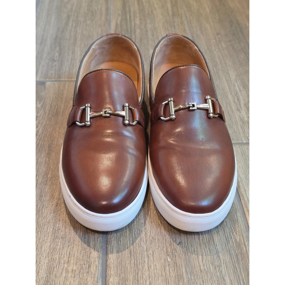Boardwalk Mahogany Leather Bit Loafer Slip On Sneakers Mens 10 Brown White Sole